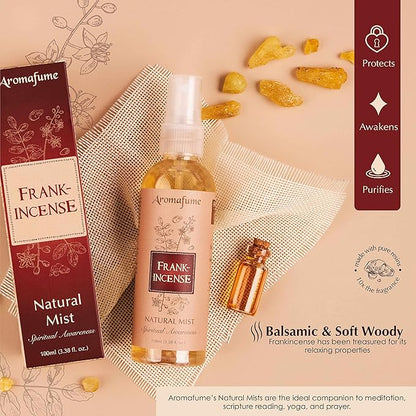 Frankincense Natural Resin Mist Spray by Aromafume | 100 ml / 3.3oz | Ideal for spirituality, prayer & rituals | Made with Frankincense Resin from Somalia | Non-alcoholic & non-toxic