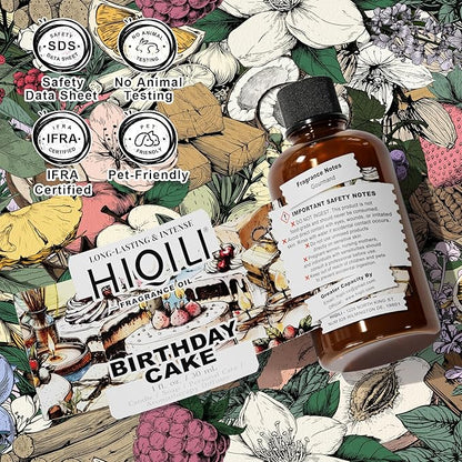 HIQILI Birthday Cake Fragrance Oil for Diffusers, Candle & Soap Making, Add to Aromatic Air Freshener Spray, Premium Grade - 1Fl Oz