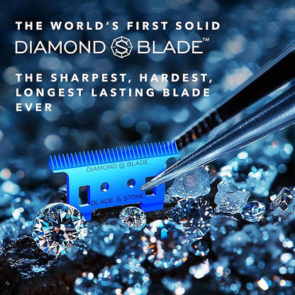 Blade & Stone Professional Hair Trimmer for Men PT301 | Diamond-S Blade | Micro-Gap Tech | 7200 RPM Durable Motor, All-Metal, Cordless Hair Trimmer - Big Blue