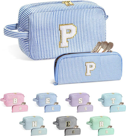 YOOLIFE Gifts for Teen Girls - Personalized Initial Makeup Bag, Birthday Gifts for Women Sister Friend Daughter Girls Kids
