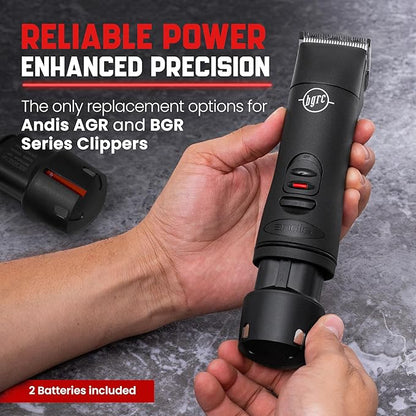 Pack of Two High-Capacity Replacement Batteries for Andis PowerGroom AGR and BGR Clippers. NiMH, 2100mAh, Japanese Cells. Compatible with Andis Bgrc. Long-Lasting Power