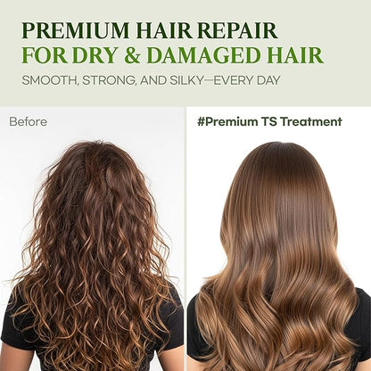 TS Premium TS Treatment | Korean Hair Care with Argan Oil & Shea Butter | Repairs Damaged, Weak Hair | Soothes Scalp Discomfort with Natural Plant Extracts (16.9 Fl Oz)