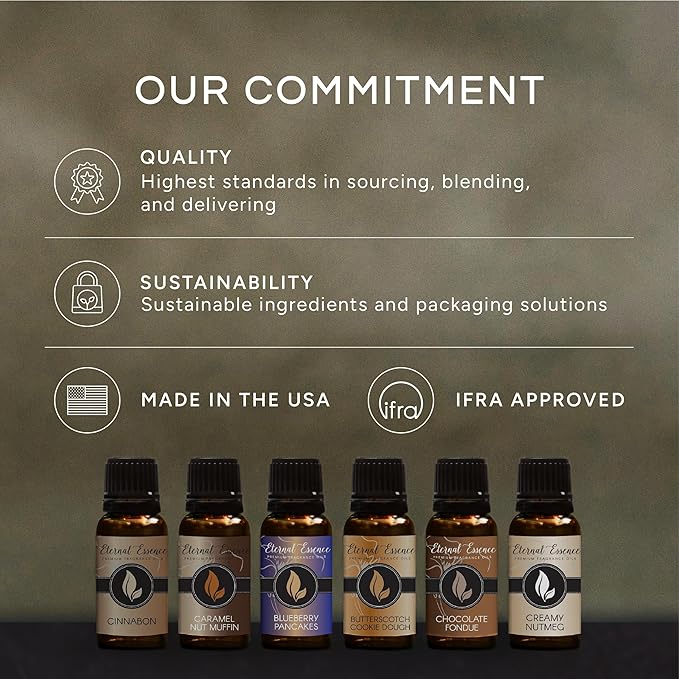Eternal Essence Oils Autumn Set of 6 Premium Fragrance Oils - Includes Sexy Cinnamon Clove, Salted Caramel Pumpkin, Spiced Caramel Pear, Tobacco Vanilla, Pine, and Caramel Scented Oils - 10ML