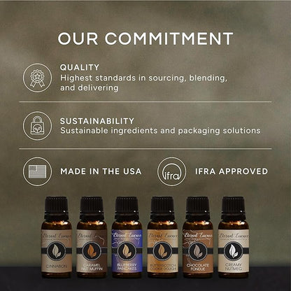 Eternal Essence Oils Autumn Set of 6 Premium Fragrance Oils - Includes Sexy Cinnamon Clove, Salted Caramel Pumpkin, Spiced Caramel Pear, Tobacco Vanilla, Pine, and Caramel Scented Oils - 10ML