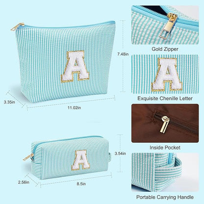 YOOLIFE Skincare for Girls 10-12 - Personalized Initial Makeup Bag丨Cosmetic Bag丨Travel Toiletry Bag丨Birthday Gifts for Women Her Bridesmaid Friend Wife Girlfriend Daughter Teacher Birthday Gifts A