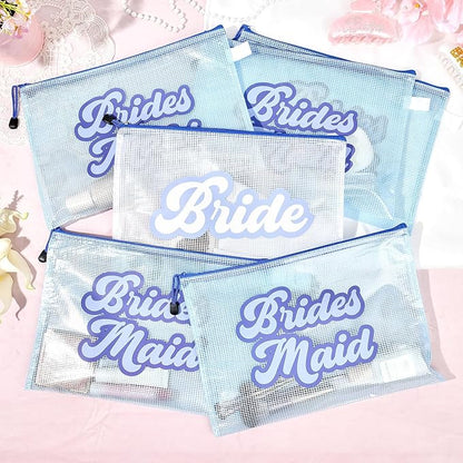 SOIDRAM 6PCS Bridesmaid Makeup Bag Clear Zippered Bag Bridesmaid Proposal Gifts Cosmetic Pouch for Wedding Party Favors Bachelorette Party Decorations Toiletry Organizer Bag Cosmetic Case Gift