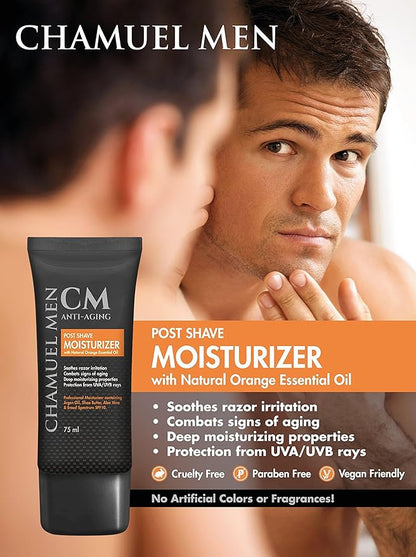 Anti Aging Daily Aftershave for Men - All Natural Mens Face Cream and Moisturizer with Argan, Shea & Aloe Facial Fuel for Sensitive, Dry, Oily or Combo Skin, 2.6 oz