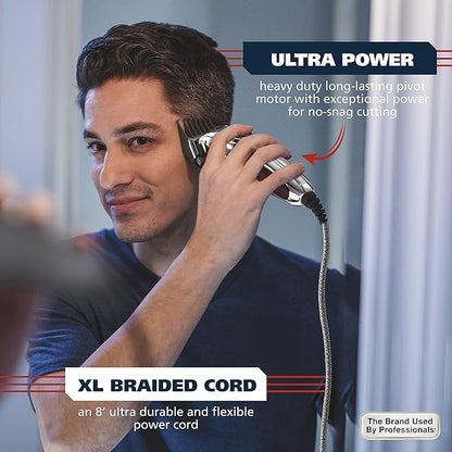Wahl USA Pro Ultra Quiet High Torque Corded Hair Clipper for Ultra Quiet Operation and Cooler Operating Temperatures, Metal Housing with Bonus Hair Clipping Guard Caddy - Model 3000097