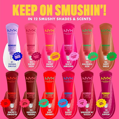 NYX PROFESSIONAL MAKEUP Smushy Matte Lip Balm, Tinted Lip Moisturizer with Soft, Matte Finish - Sweet Smack (Mid-Tone Pink)