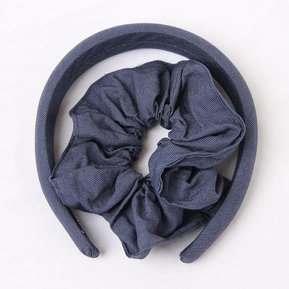 Headband and Scrunchie Set for Women 2Pack Hair Ties for Girls Elastics Bands Ponytail Holder Hair Accessories Royal Blue