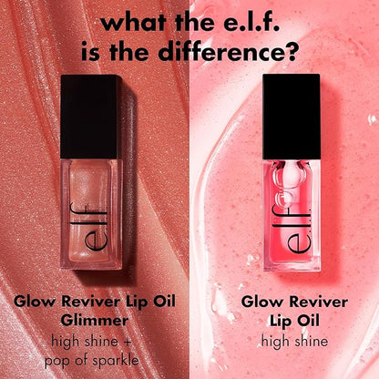 e.l.f. Glow Reviver Lip Oil, Nourishing and Hydrating with High-Shine Glimmer Finish & Sheer Wash Of Color, Minty Scent, Non-Sticky, Vegan & Cruelty-free, Citrine Gleam