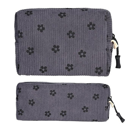 Small Cosmetic Bag set for Women Corduroy Makeup Bag with Interior Pocketes Cute Corduroy Makeup Pouches Women Small Toiletry Bag