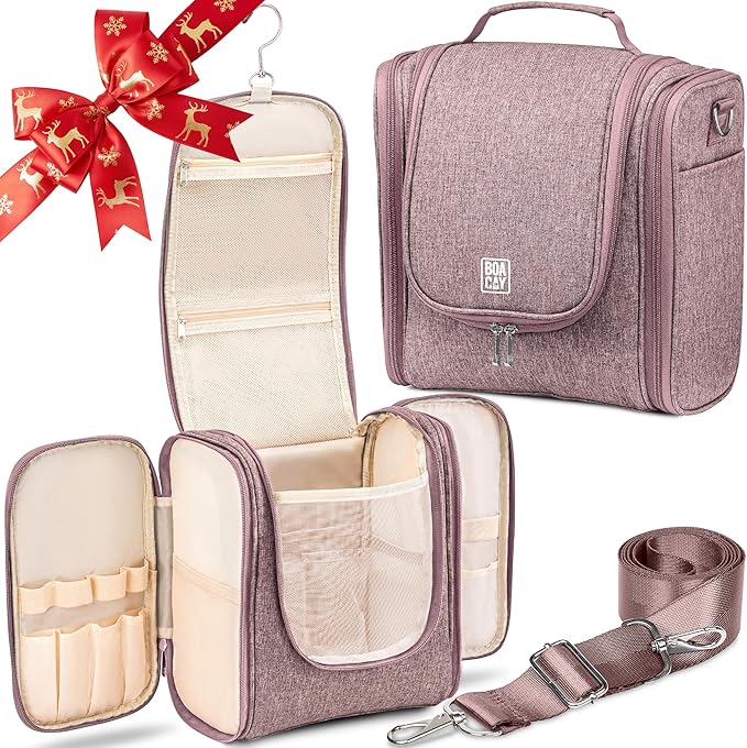 BOACAY Extra Large Hanging Travel Toiletry Bag for Women and Men, Makeup Bag, Bathroom & Shower Organizer Kit for Accessories, Cosmetics, Essentials