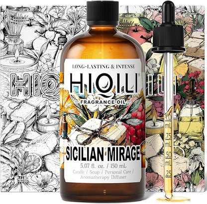 HIQILI Sicilian Mirage Fragrance Oil - Inspired by D.G-bana D-olce, Premium Oil for Candle & Hair Perfume Making, Personal Care Scenting, Luxury Scents - 5.07Fl Oz