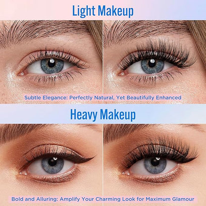 Eyelashes Natural Look False Lashes - Bepholan Fake Eyelashes 5D Super Fluffy False Eyelashes Black Band Wispy Lashes 3-Pack Faux Mink Lashes(XMZ91)