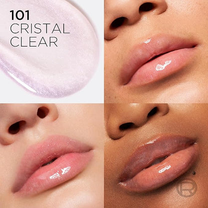 L'Oreal Paris Plump Ambition Hyaluron Lip Oil, 24 HR Lip Gloss with Hyaluronic Acid, Volumizing Formula with Glass-Like Shine, Cristal Clear 101, 0.16 Fl Oz