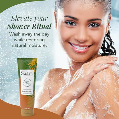 Saavy Naturals Body Wash Tropical Coconut Plant-Based Ingredients| Made In Usa | Sensitive Skin Body Wash, l Organic & Vegan Formula With Coconut Oil, Shea Butter, And Aloe Vera - 8.5 Fl Oz, 2 Pack