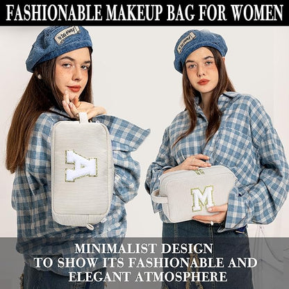 YOOLIFE Initial Travel Makeup Bag Cosmetic Bag - Teen Girl Gifts Trendy Stuff Friend Birthday Gifts for Women Teen Girl Kids