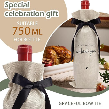 RYIGYWE Black Bow Ribbon Ideas Engagement Gift Wine Bag - 1 PCS Godparents Proposal for Bridesmaids Bride Groom Couples Her Him Officiant Gift for Getting Married Engagement Bridal Shower - A59