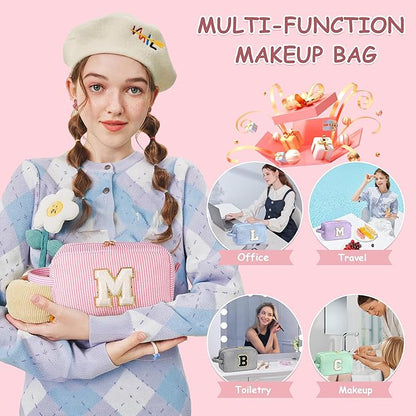 YOOLIFE Gifts for Teen Girls - Personalized Initial Makeup Bag, Birthday Gifts for Women Sister Friend Daughter Girls Kids
