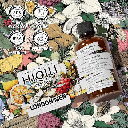 HIQILI London Men Fragrance Oil for Candle & Soap Making, Inspired by Bvr.Berry LON for-Men, Essential Oil for Diffuser, Large Rooms, Office, New Car Scents - 1 Fl Oz
