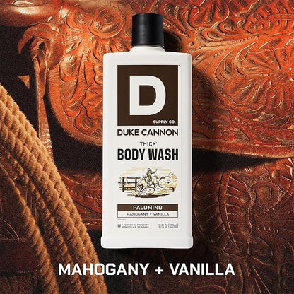 Duke Cannon Supply Co. Thick High Viscosity Body Wash – 3X Thicker, Cleansing Shower and Bath Gel, Mineral-Enriched for Men – Shower Gel – Men’s Body Scrub – Palomino (18 oz)