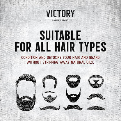 Victory Barber & Brand Beard Wash - Made in USA, Men's All-in-One Shampoo and Conditioner, Hydrating, Smoothening, Softening, 8.4 Fl Oz