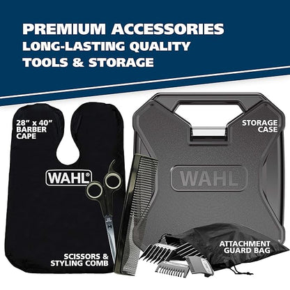 Wahl USA Elite Pro High-Performance Corded Home Haircut & Grooming Kit for Men – Electric Hair Clipper – Model 79602M