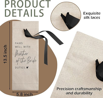 RYIGYWE Cute Bow Ribbon Engagement Gift Wine Bag - 1 PCS Bride to Be Gifts for Bridesmaids Bride and Groom Couples Her Him Will You Be My Bridesmaid for Getting Married Engagement Bridal Shower - A54