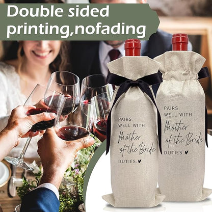 RYIGYWE Cute Bow Ribbon Engagement Gift Wine Bag - 1 PCS Bride to Be Gifts for Bridesmaids Bride and Groom Couples Her Him Will You Be My Bridesmaid for Getting Married Engagement Bridal Shower - A54