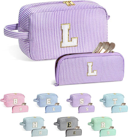 YOOLIFE Gifts for Teen Girls - Personalized Initial Makeup Bag, Birthday Gifts for Women Sister Friend Daughter Girls Kids