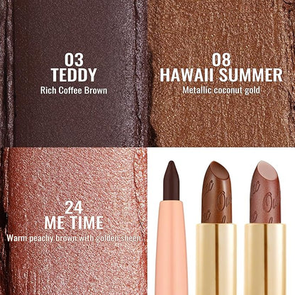 Oulac Lipstick & Lipliner Set 3PCS High Impact Lipcolor with Moisturizing Formula, Vegan Beauty, Full-Coverage Lip Color, Gift Lipstick for Women, 03+08+24