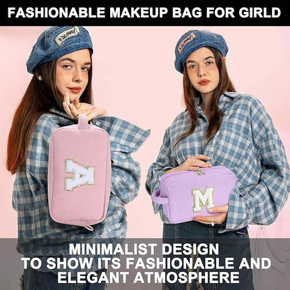 YOOLIFE Initial Cosmetic Bags for Women - Girls Makeup Bag Small Makeup Brush Bag Teen Girls Birthday Gifts for Girlfriend Sister Daughter Wife Sister Gifts Letter D
