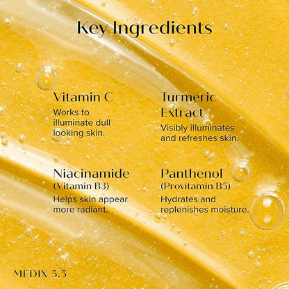Medix 5.5 Radiant Glow Vitamin C Body Wash W/Niacinamide | Citrus Scented Gentle Body & Face Cleanser For Women, Men, Dry Skin, & Smoother-Looking Skin | Removes Dirt, Oil, & Impurities, 15 Fl Oz