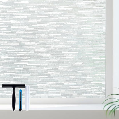 Volcanics Window Privacy Film with Installation Tools, Frosted Glass Window Film, Removable Window Clings for Home Office, Static Cling Opaque Stickers, UV Blocking 17.5 x 78.7 Inches