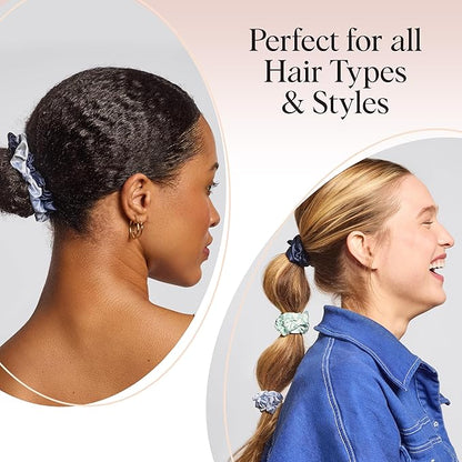 Kitsch Satin Scrunchies for Women - No Crease Hair Ties for Girls | Scrunchies For All Hair Types and Textures, Perfect for Day or Night - Garden Bouquet | Ideal Gifts for Women, 5pcs