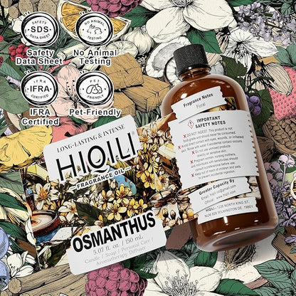 HIQILI Osmanthus Fragrance Oil, for Body Spray, Diffuser Use, Candle, Soap, and Women Perfume Making, Scented Essential Oil - 5.07 Fl Oz