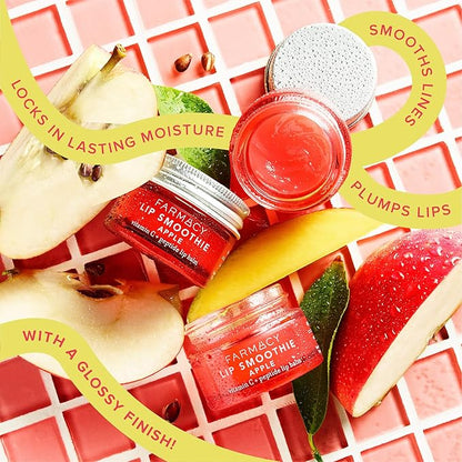 Farmacy Lip Smoothie Trio – Hydrating Peptide Lip Balms with Vitamin C in Apple, Mango & Pear Kiwi Flavors (10g Each) for Nourished, Plump Lips