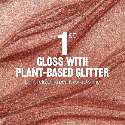 REVLON Super Lustrous Glimmer Gloss, Hydrating Lip Makeup, Non-Sticky, High-Shine Finish, Plant-Based Glitter, 010 Indigo Ice, 0.13 fl oz