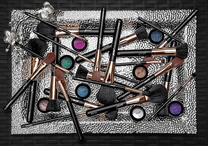 Skone Cosmetics Liner Makeup Brush - Luxe Premium Rose Gold and Synthetic Black Liner Brush Used To Define Eyebrows - Professional Grade Nylon Flat Edge Liner Make Up Brush - Liner Brush for Eyes - Cruelty Free Makeup Brushes